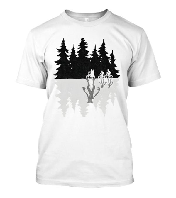 Stranger Things Upside Down Forest Biking Vintage Christmas Tree T-Shirt