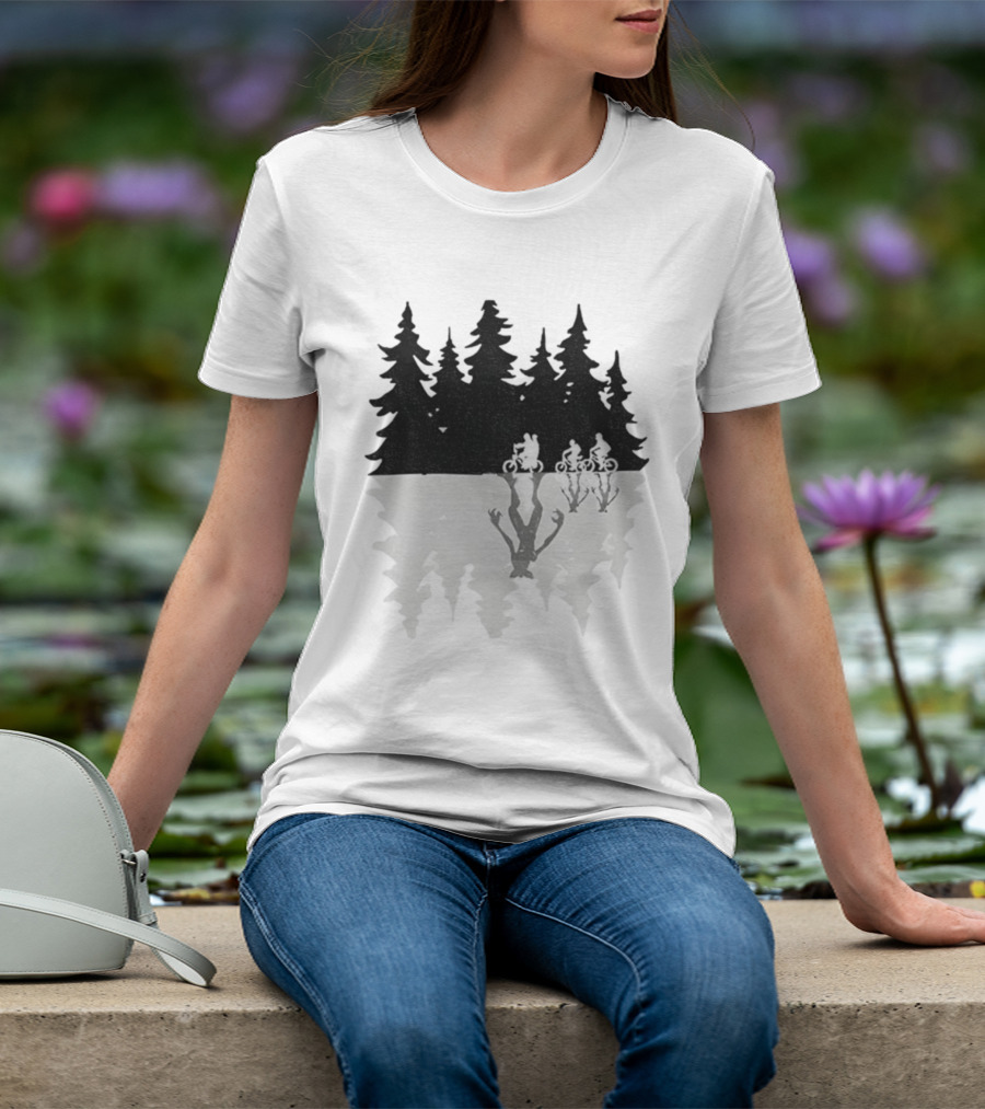 Stranger Things Upside Down Forest Biking Vintage Christmas Tree T-Shirt