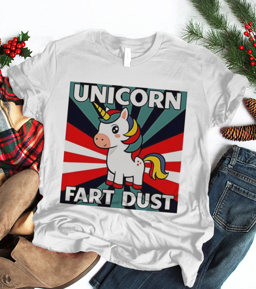 Unicorn Fart Dust Cartoon Colorful Cute Design T-Shirt
