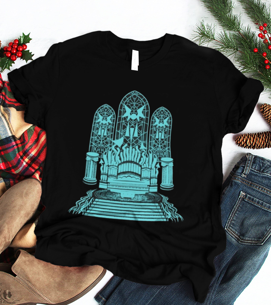 Stained Glass Organ Throne With Gothic Cathedral Window Arches T-Shirt