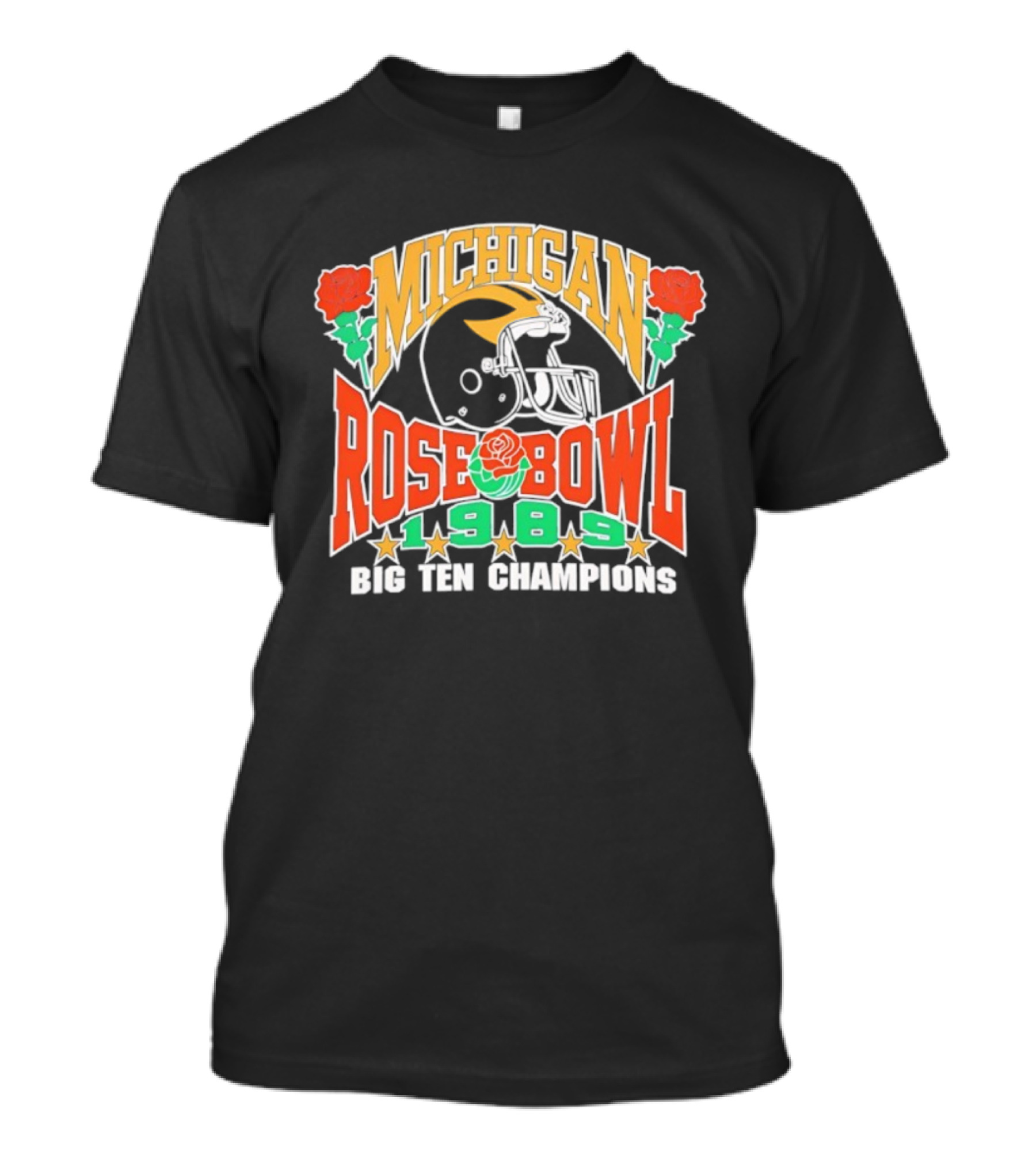 Michigan Wolverines Rose Bowl 1989 Big Ten Champions Helmet Roses T-Shirt