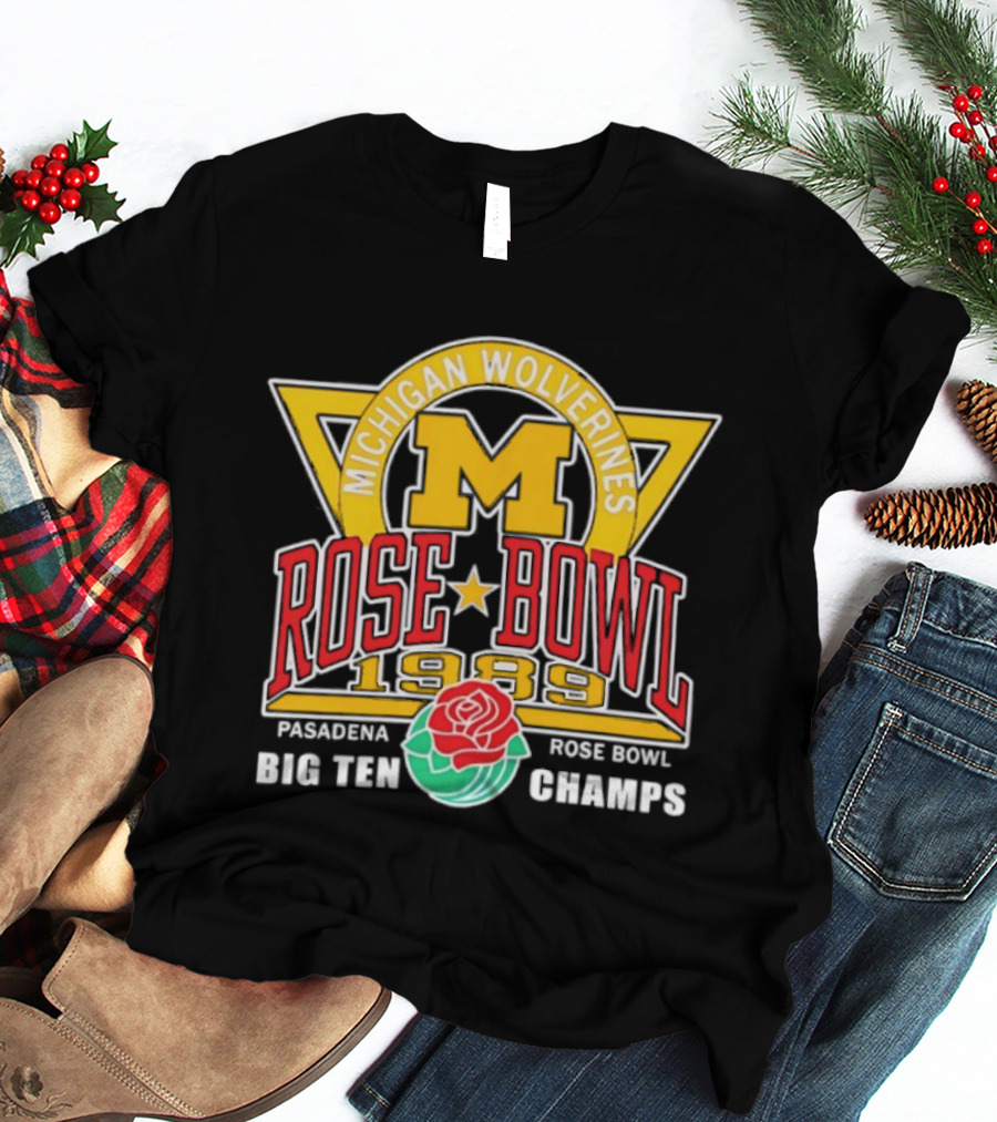 Michigan Wolverines Rose Bowl 1989 Pasadena Big Ten Champs T-Shirt