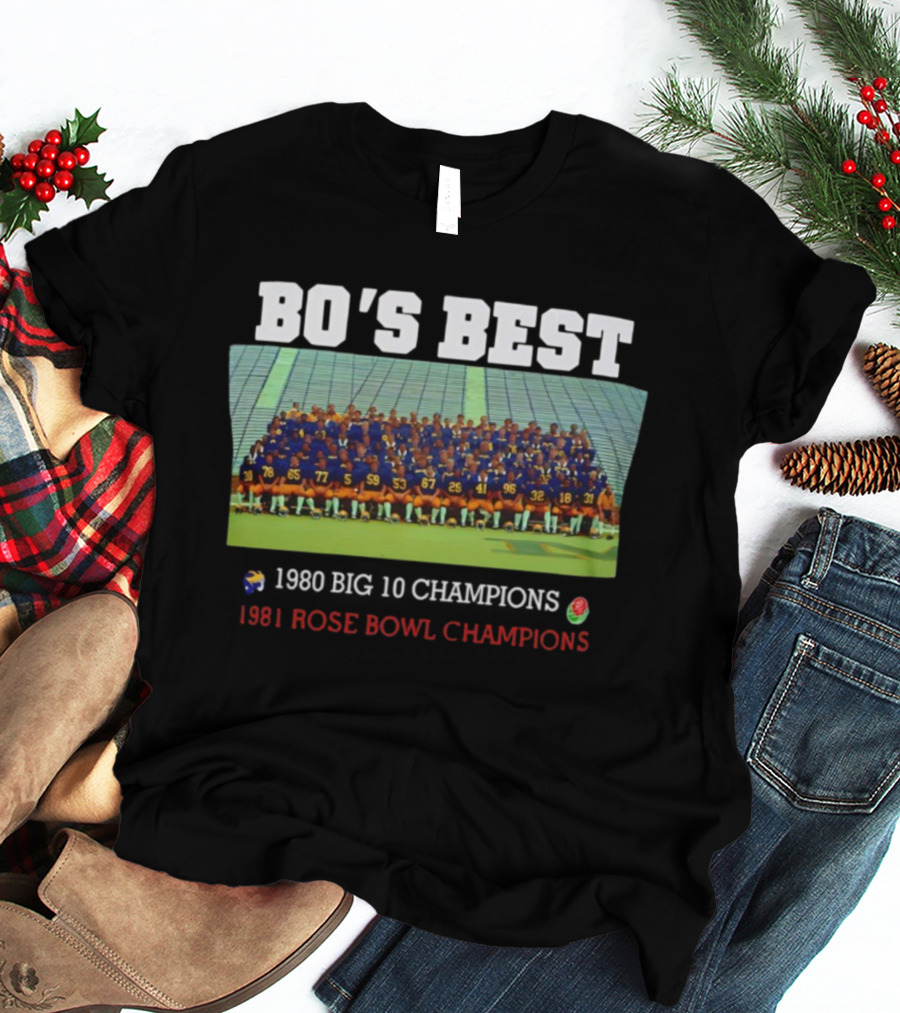 Michigan Wolverines Bo's Best Big 10 Champions Rose Bowl Winning Team T-Shirt