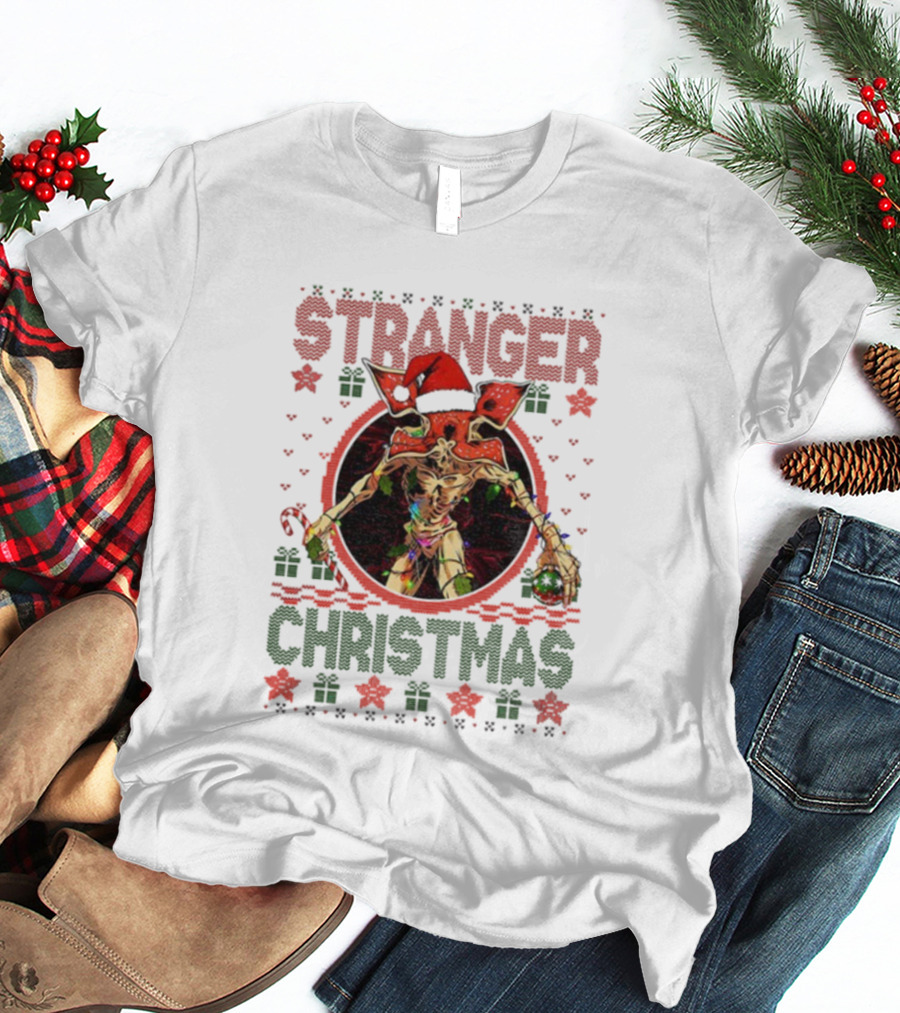 Stranger Christmas Demogorgon Santa Hat T-Shirt