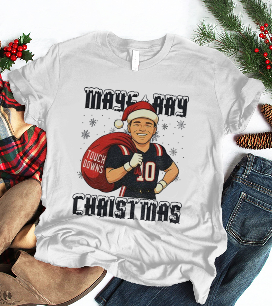 Maye-Day Touchdowns Christmas Santa Vintage Drake Maye Football T-Shirt