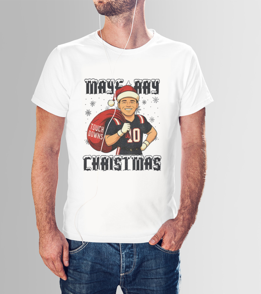Maye-Day Touchdowns Christmas Santa Vintage Drake Maye Football T-Shirt