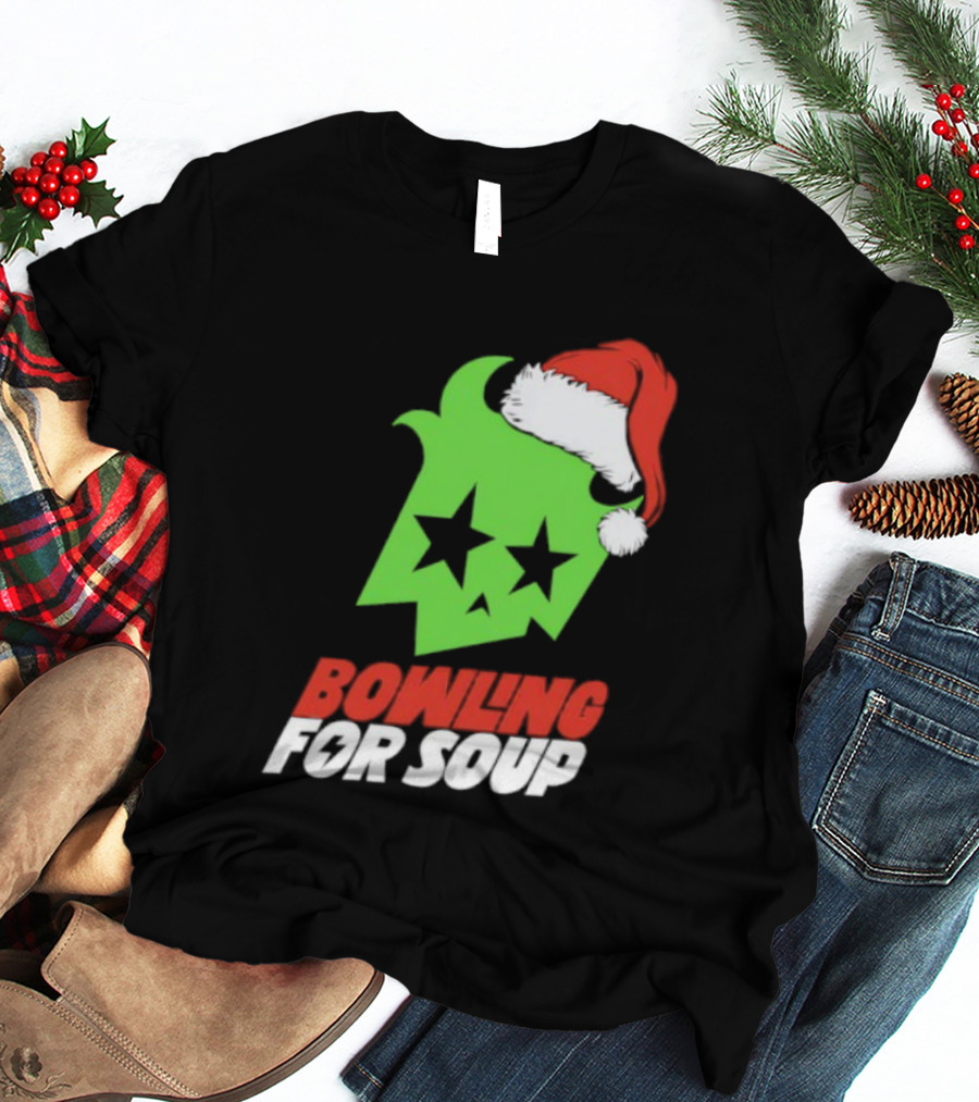 Bowling For Soup Xmas Christmas Santa Hat Stars T-Shirt