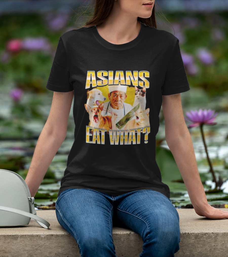 Asians Eat What Chef With Knife And Surprised Cats T-Shirt