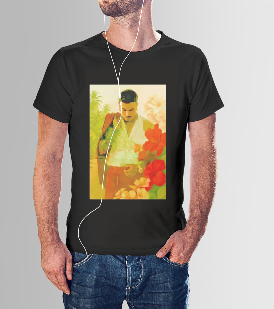 Rauw Alejandro Tropical Floral Portrait With Suit And Flowers T-Shirt