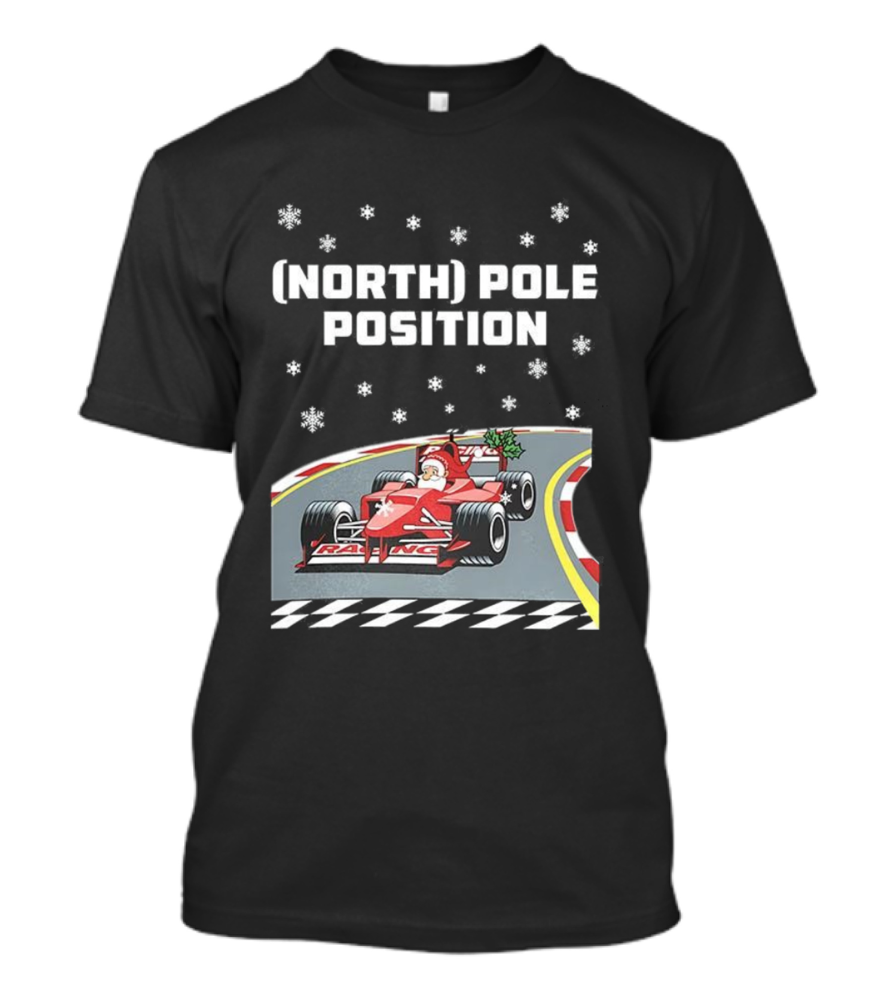 Santa Claus Christmas North Pole Racing Formula 1 T-Shirt