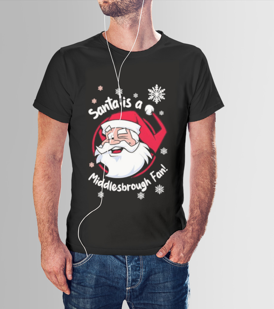 Santa Is A Middlesbrough Fan Christmas Snowflakes T-Shirt