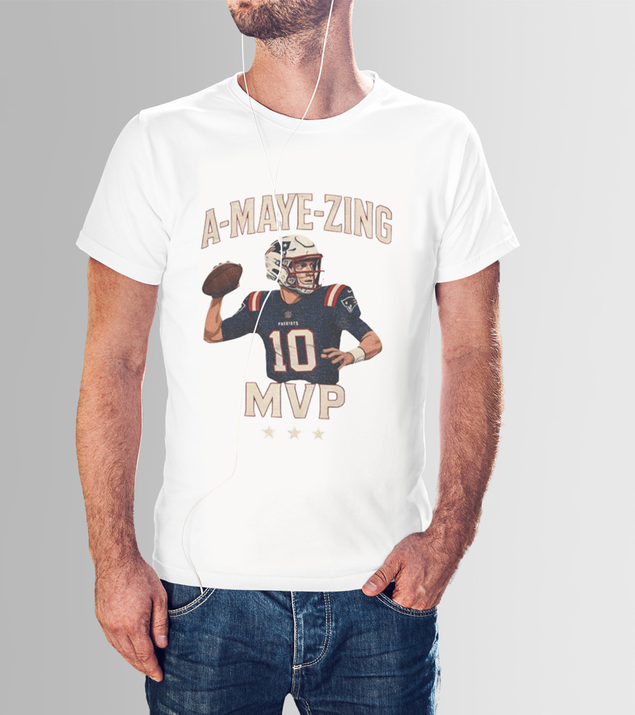 A Maye Zing Drake Maye New England Patriots MVP 2025 Iconic Number 10 T-Shirt