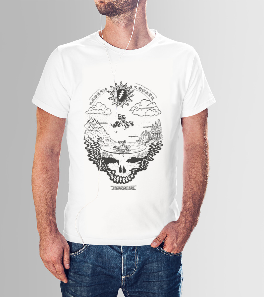 Grateful Dead Be Water Sunshine Steal Your Face Blossoms Skull Mountains Clouds T-Shirt