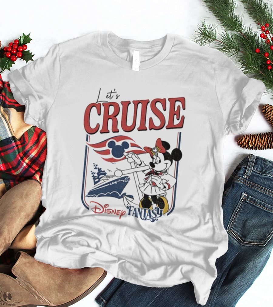 Mickey Minnie Disney Fantasy Family Cruise Let's Cruise Adventure T-Shirt
