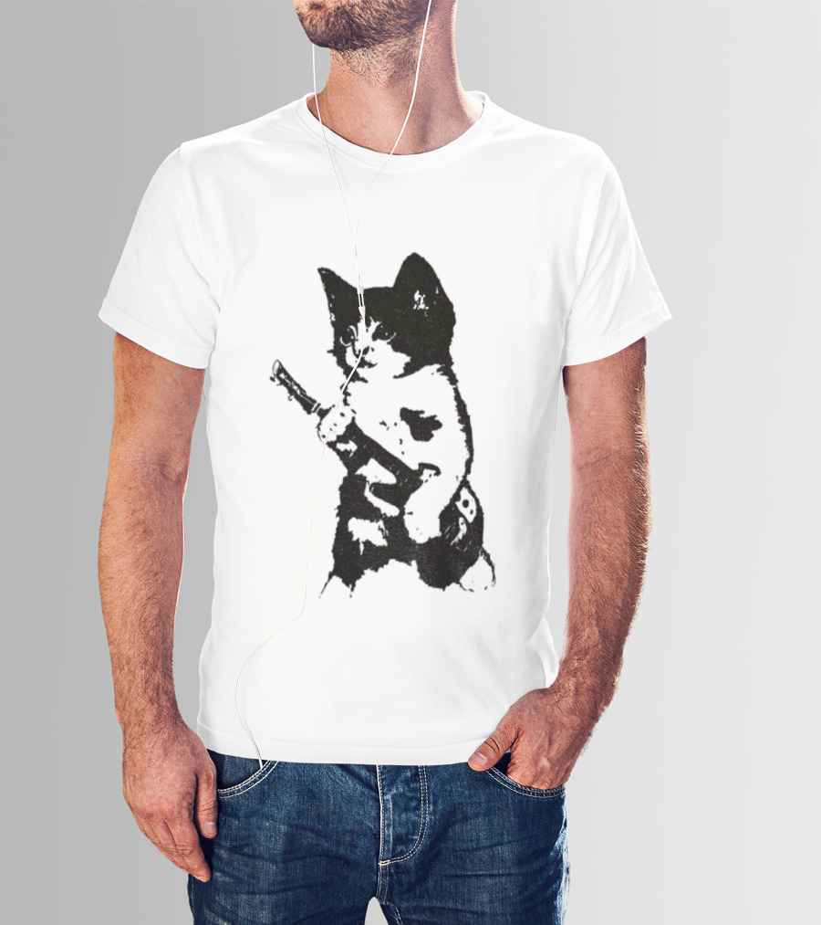Rockstar Kitten Vintage Gun Holder Retro Style T-Shirt