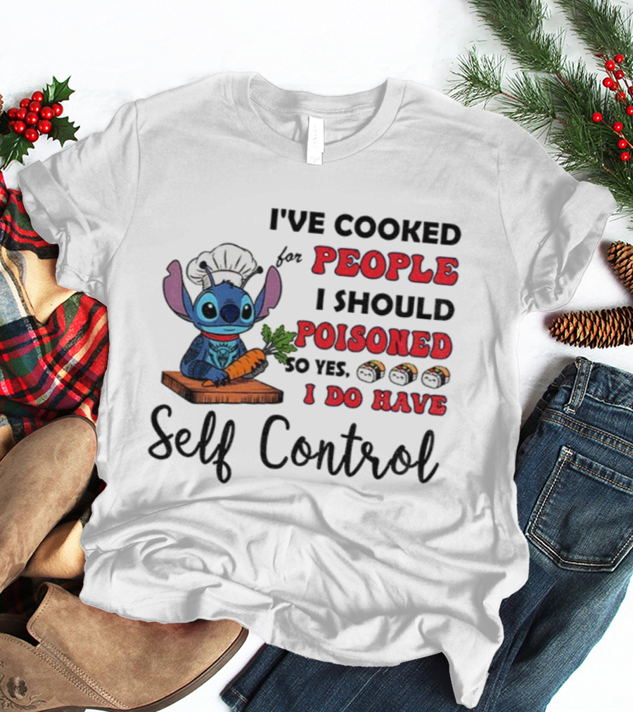 Stitch Cooked For People I Should Poisoned Sushi Self Control T-Shirt