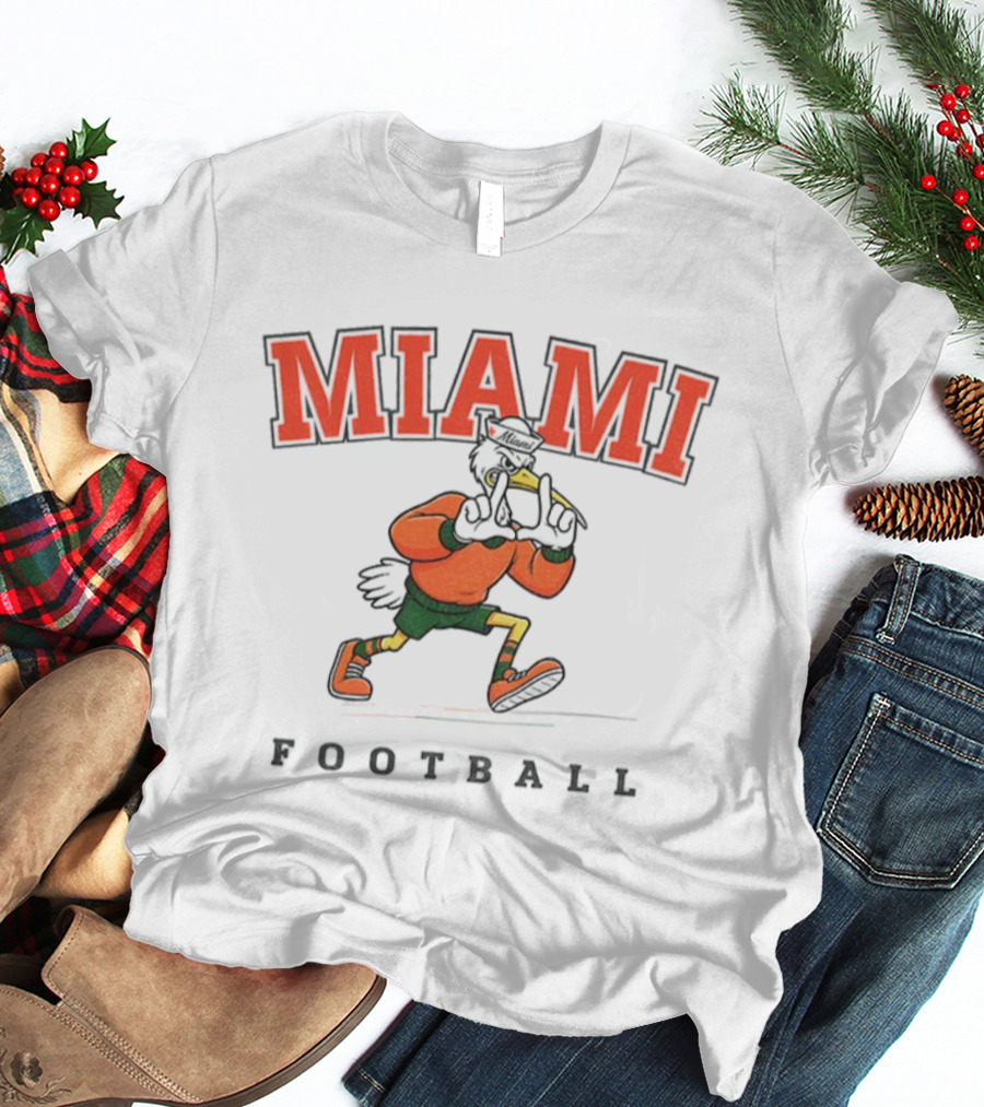 Vintage Miami Hurricanes Football Mascot Retro Style T-Shirt