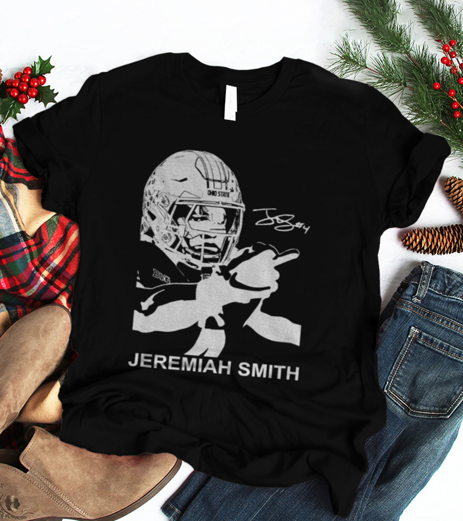 Jeremiah Smith Ohio State Buckeyes Signature Middle Finger Football Image T-Shirt