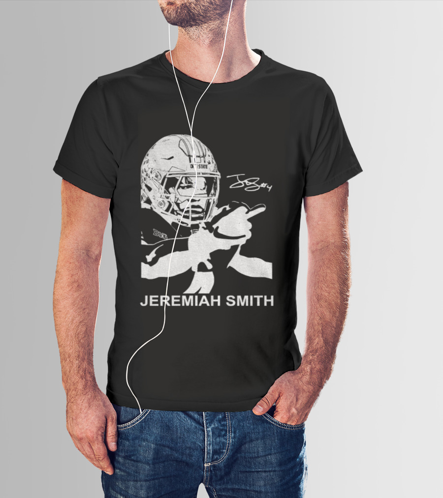 Jeremiah Smith Ohio State Buckeyes Signature Middle Finger Football Image T-Shirt