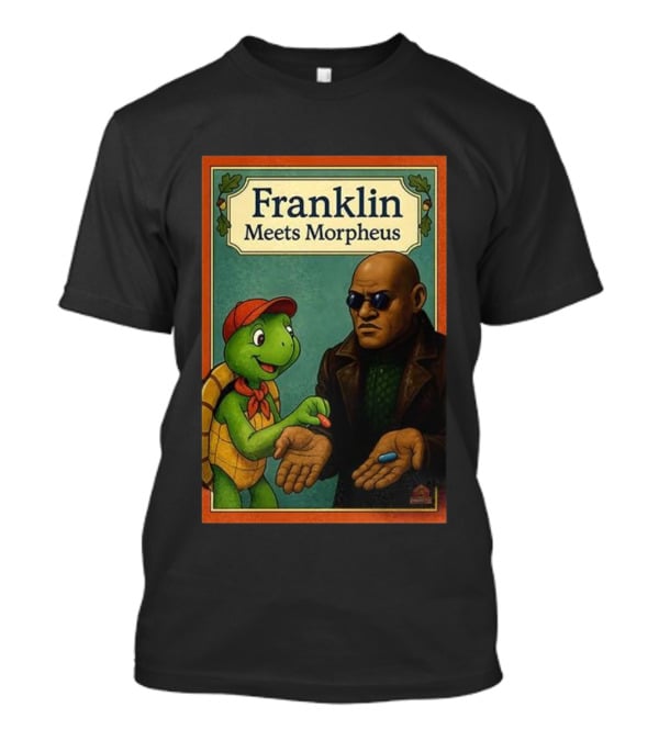 Franklin Meets Morpheus Turtle Red Blue Pill Choice Encounter T-Shirt
