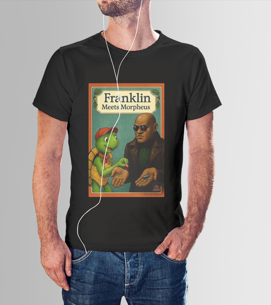 Franklin Meets Morpheus Turtle Red Blue Pill Choice Encounter T-Shirt