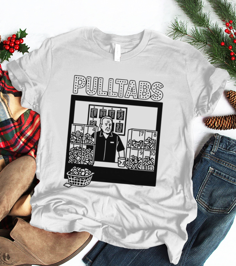 Minnesota Pull Tabs Comic Scene With Counter And Boxes T-Shirt
