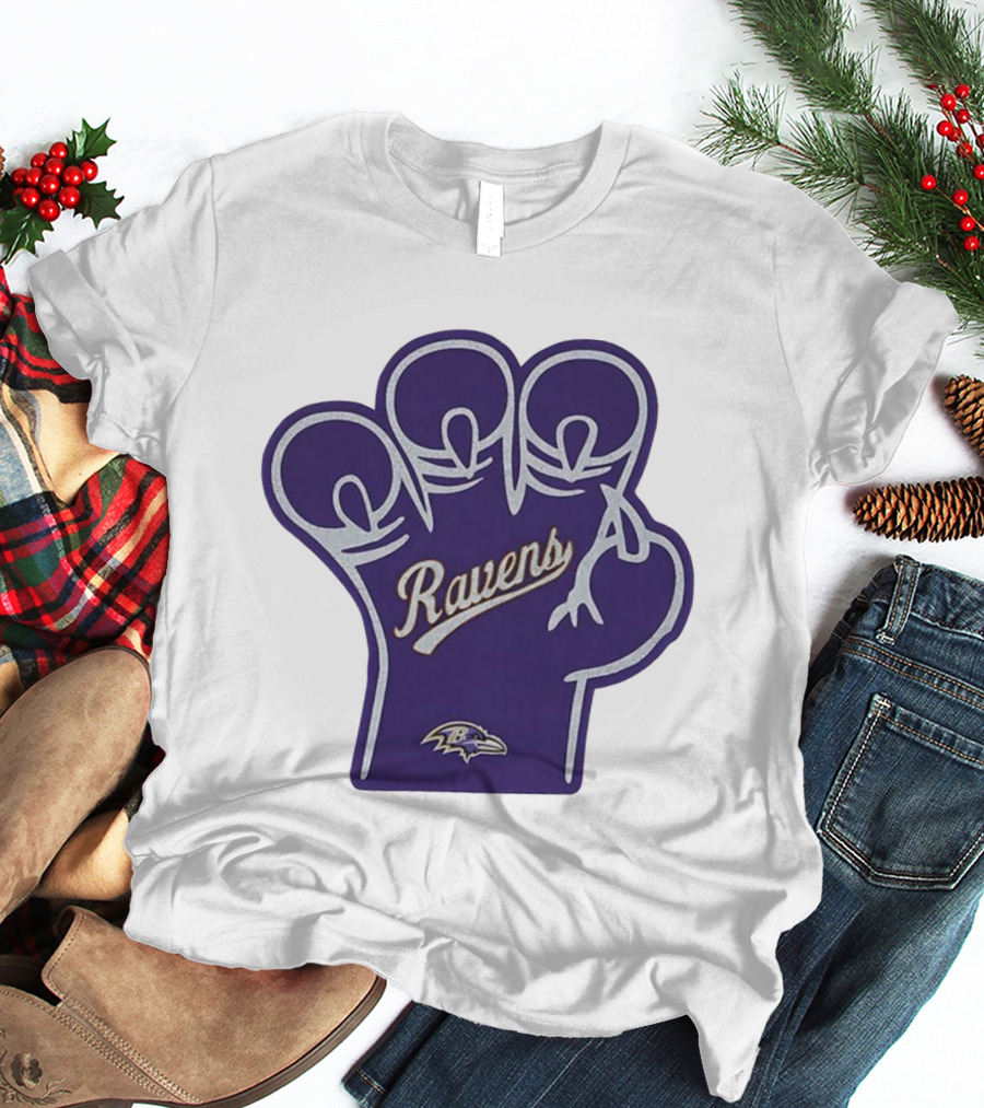 Baltimore Ravens Foam Claw Hand Purple Team Spirit Fan Gear T-Shirt