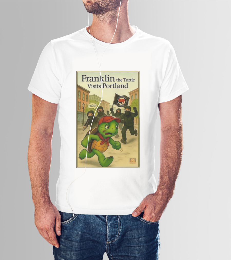 Franklin The Turtle Visits Portland Antifa Protest Scene T-Shirt