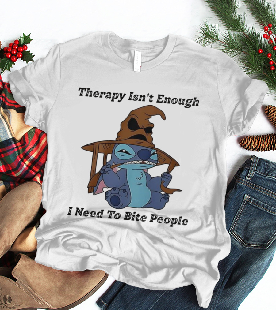 Therapy Isn't Enough I Need To Bite People Stitch Mood T-Shirt