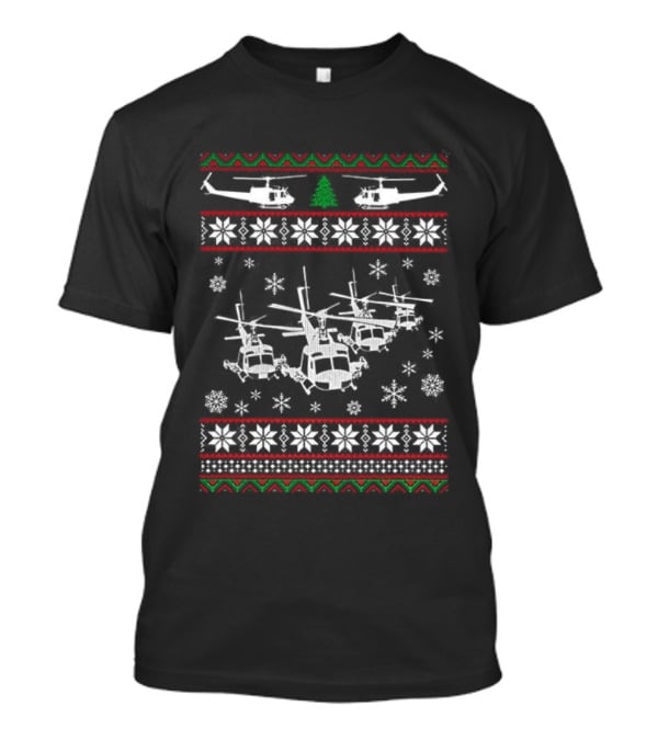 UH-1 Ugly Helicopter Christmas Sweater Pattern T-Shirt
