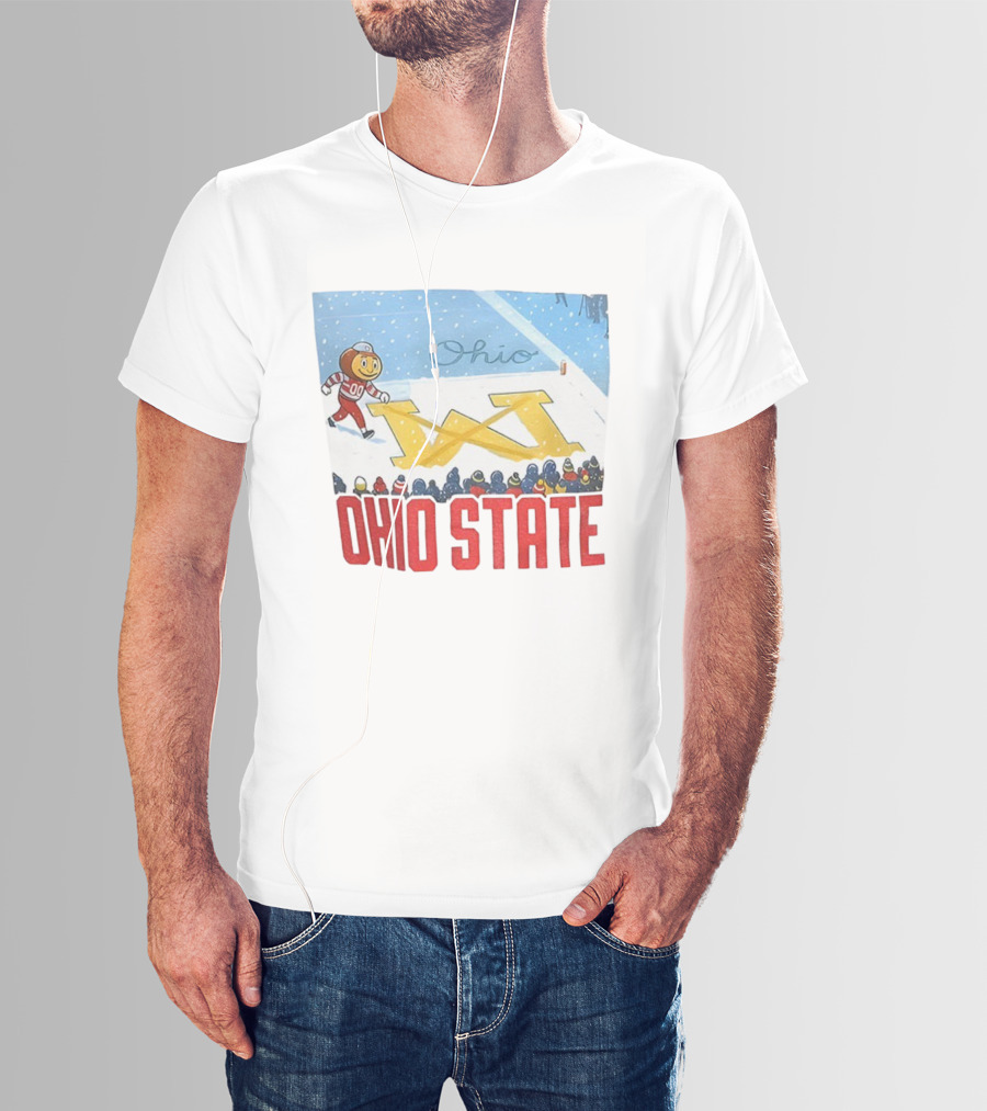 Ohio State Brutus Buckeye Crosses Out Michigan Snow Go Buckeyes Christmas T-Shirt