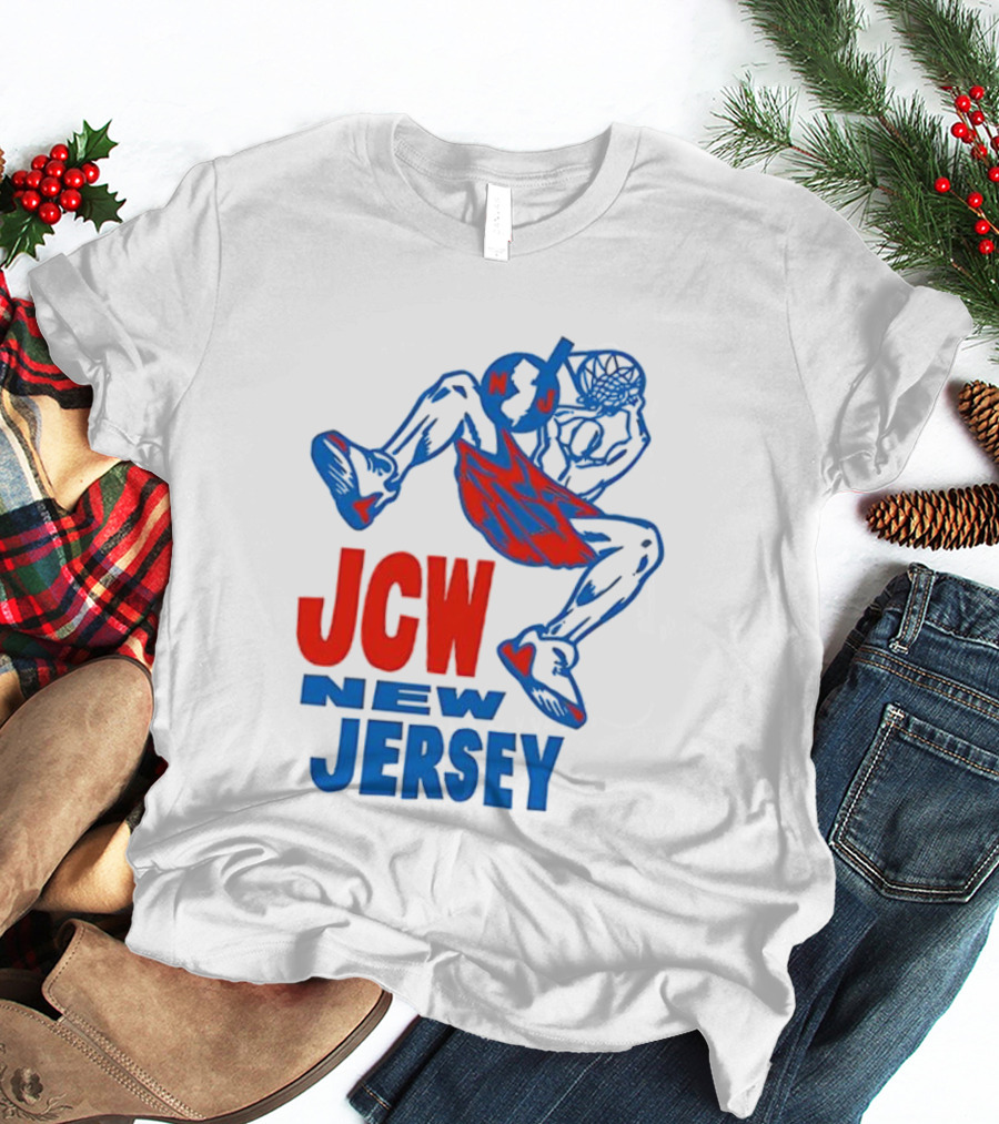 JCW New Jersey Basketball Dunking Figure Iconic Sports Style T-Shirt