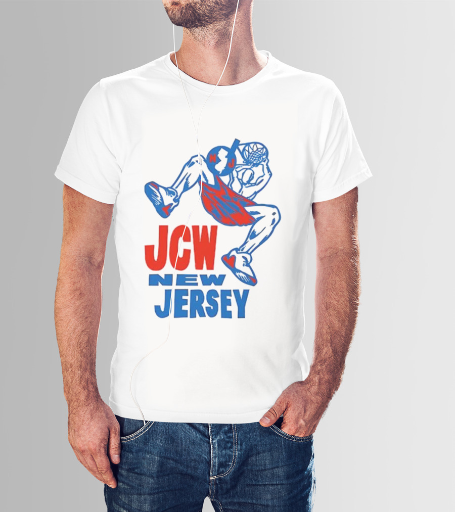 JCW New Jersey Basketball Dunking Figure Iconic Sports Style T-Shirt