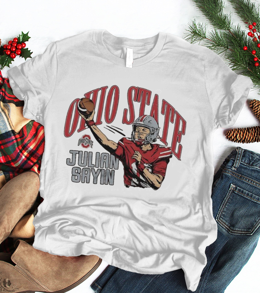 Ohio State Buckeyes Julian Sayin Football Throw Cartoon T-Shirt