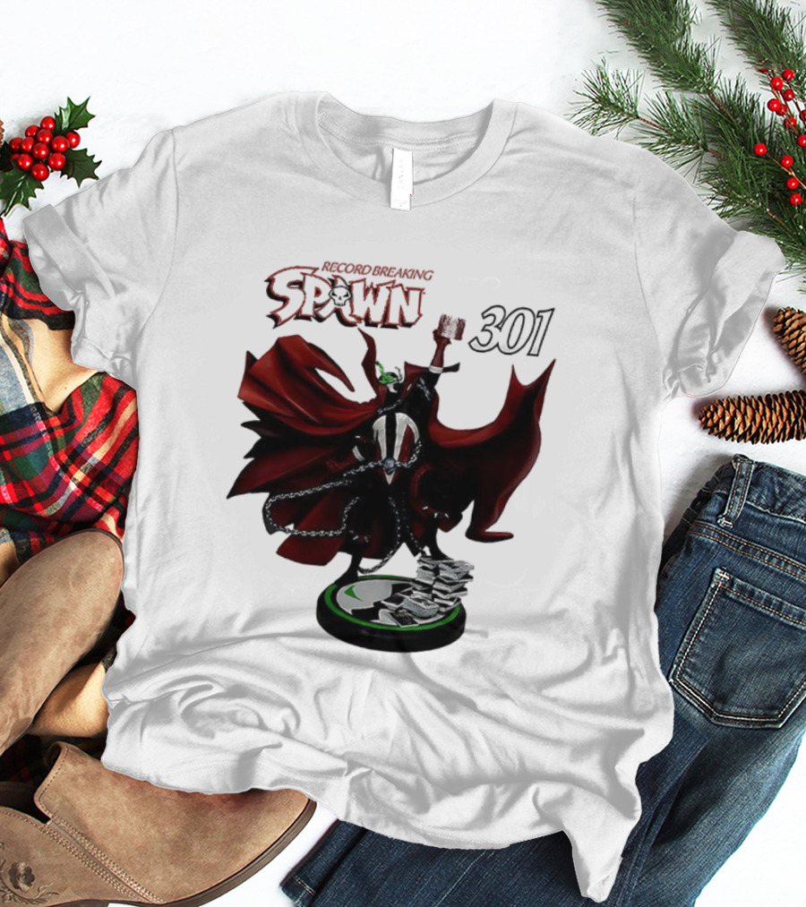 Record Breaking Spawn 301 Comic Iconic Red Cape Hero T-Shirt