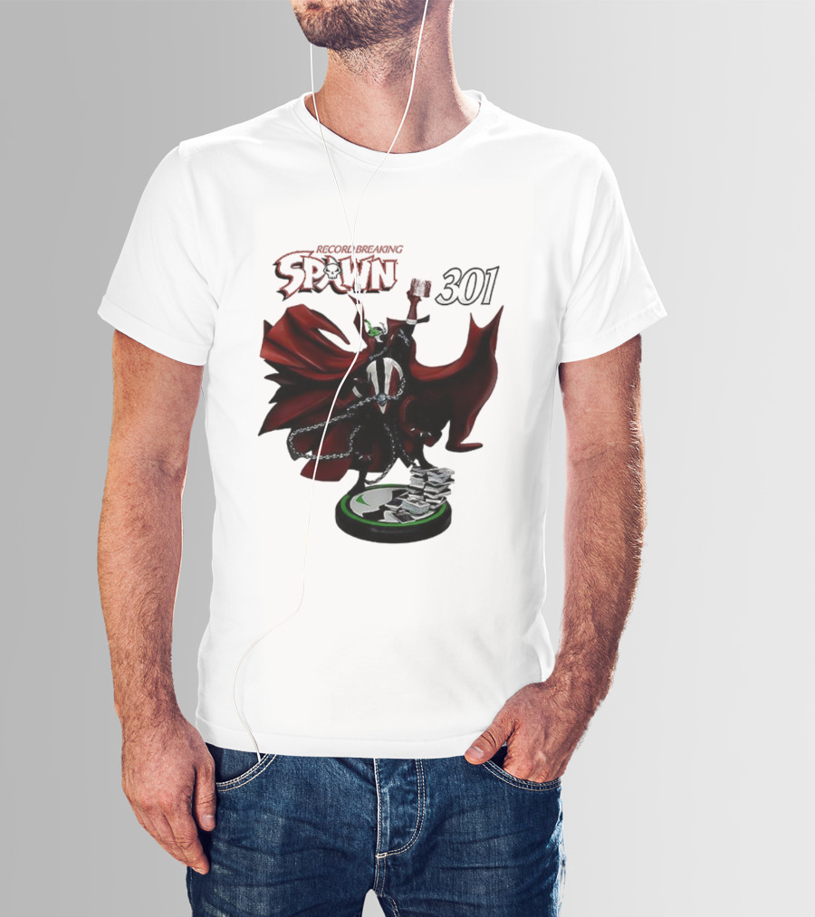 Record Breaking Spawn 301 Comic Iconic Red Cape Hero T-Shirt