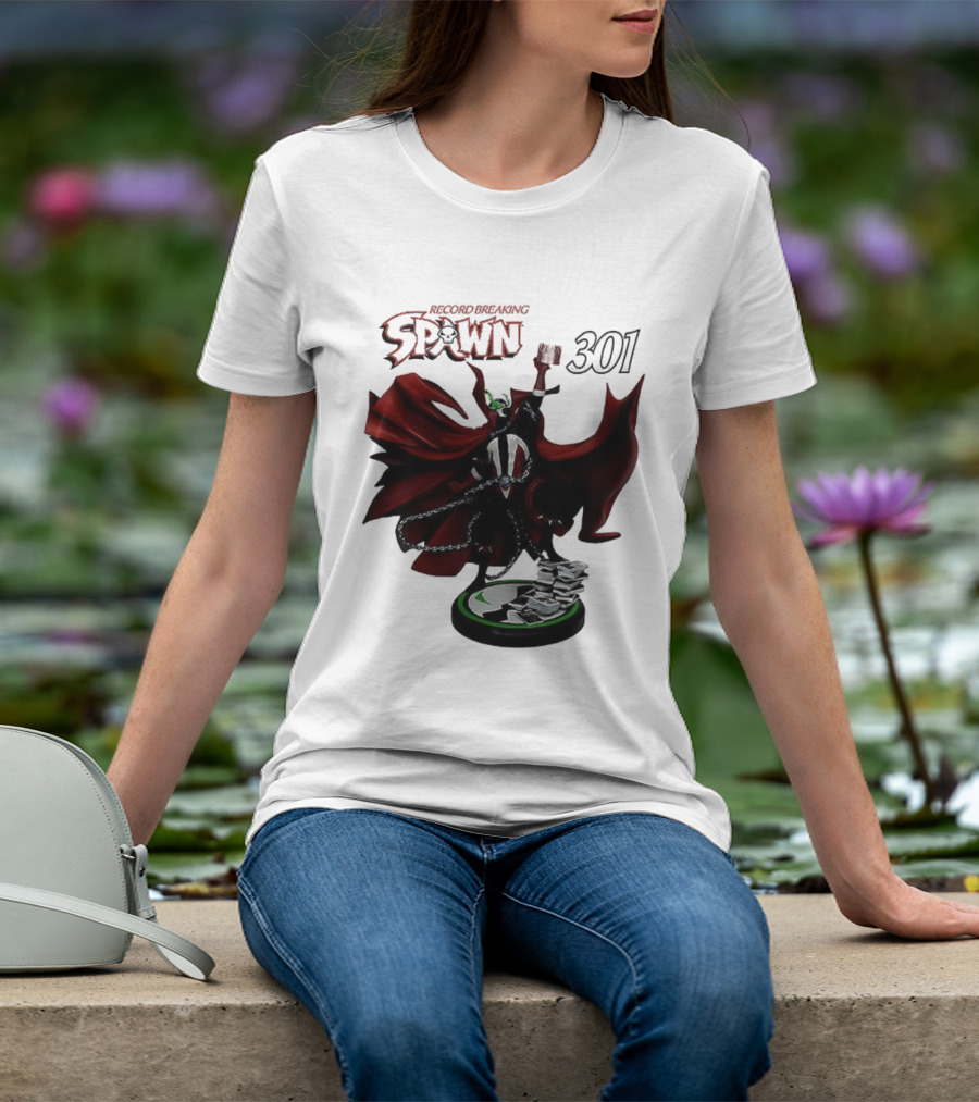 Record Breaking Spawn 301 Comic Iconic Red Cape Hero T-Shirt