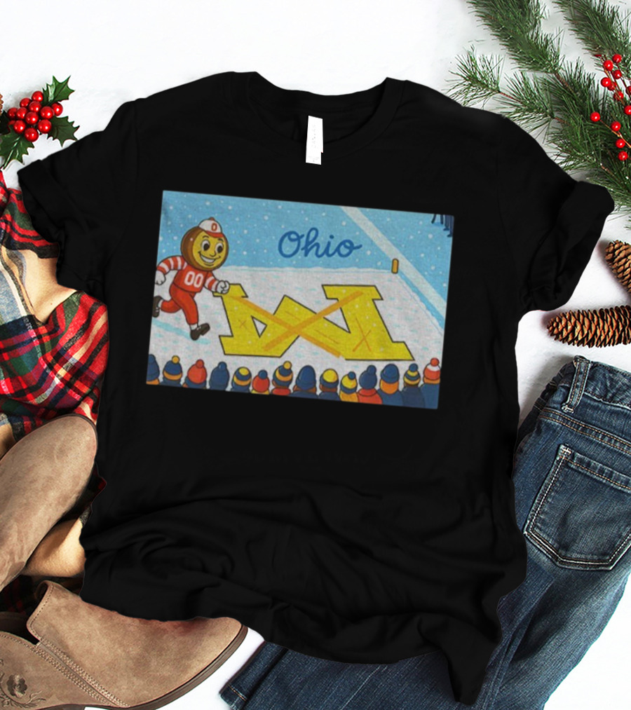 Ohio State Buckeyes Brutus Snow Beats Michigan Wolverines Rivalry Victory Winter Scene T-Shirt