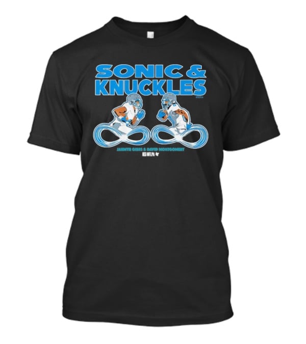 Sega Sonic And Knuckles Jahmyr Gibbs And David Montgomery Football Crossover T-Shirt