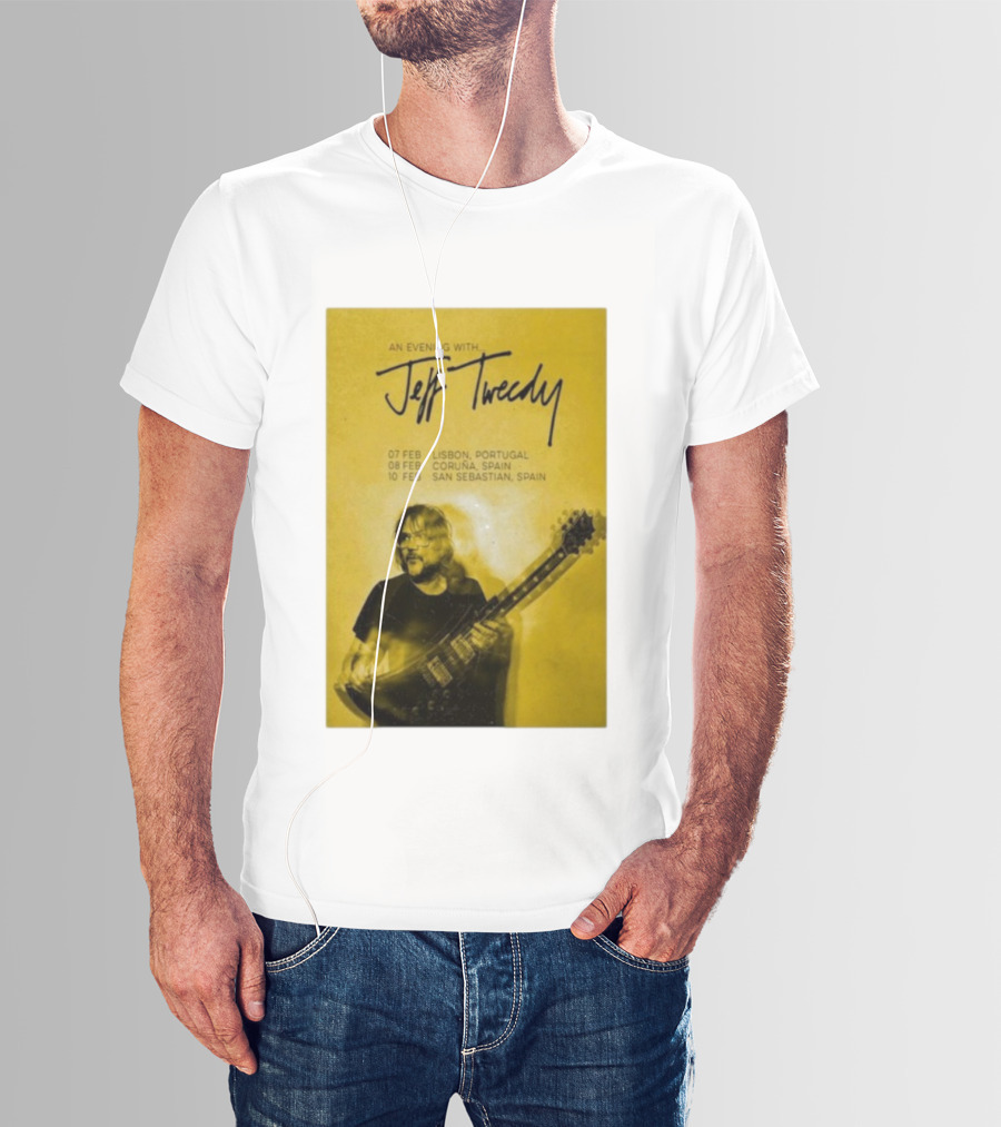 An Evening With Jeff Tweedy Lisbon Coruña San Sebastian 2026 Tour Dates Guitar T-Shirt