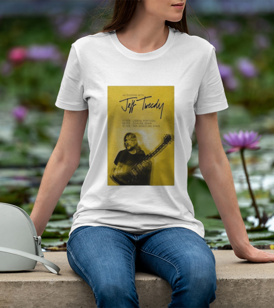 An Evening With Jeff Tweedy Lisbon Coruña San Sebastian 2026 Tour Dates Guitar T-Shirt