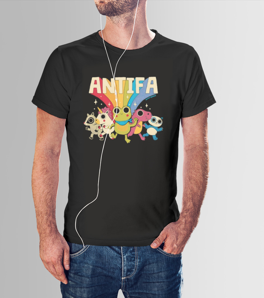 Antifa Frog Unicorn Panda Cute Animal Friends Rainbow T-Shirt