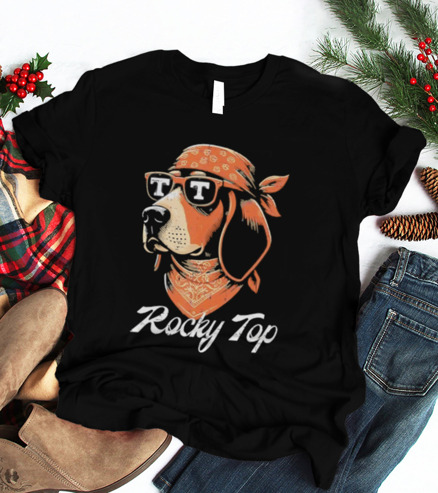 Rocky Top Vols Dog Wearing Sunglasses Tennessee Football T-Shirt