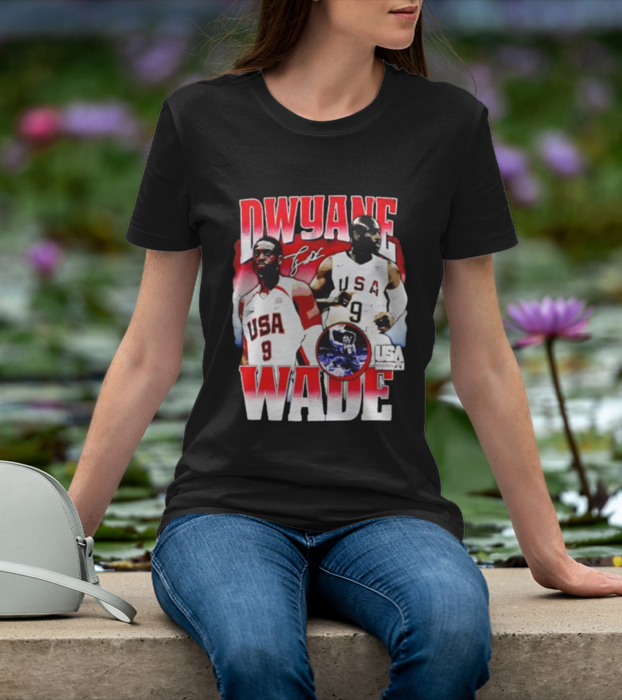 Dwyane Wade USA Basketball Signature Vintage 9 Retro Team USA T-Shirt