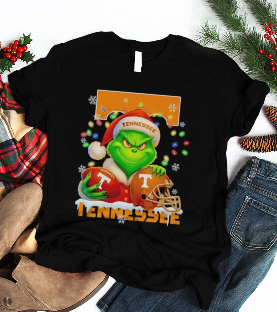 Grinch Tennessee Volunteers Helmet Football Merry Christmas T-Shirt