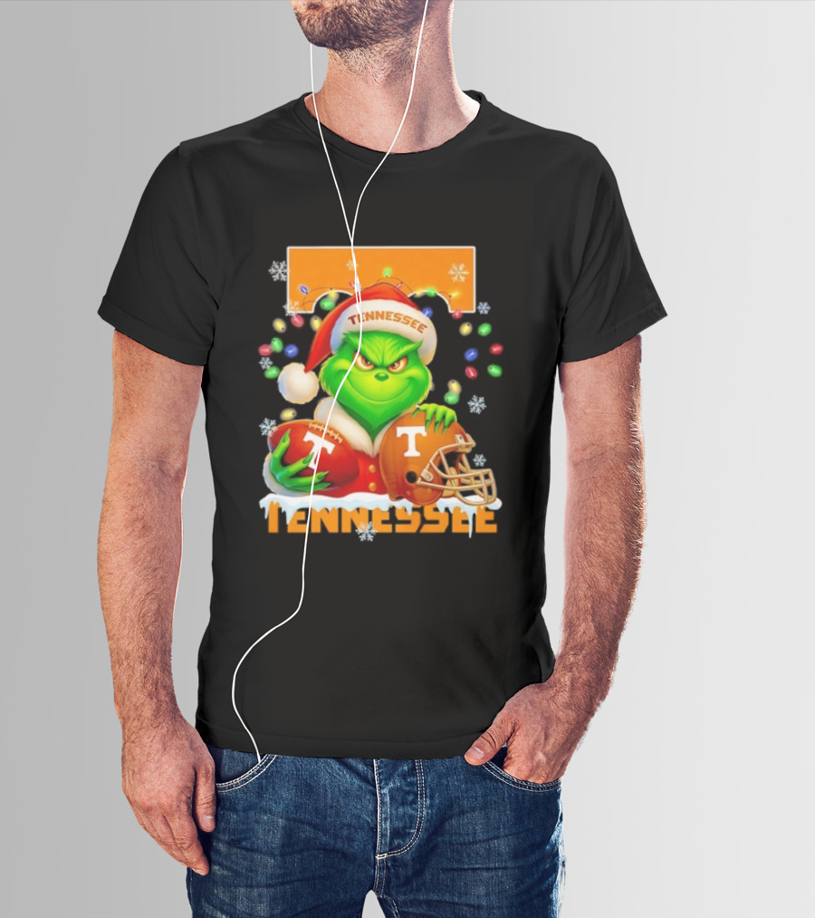 Grinch Tennessee Volunteers Helmet Football Merry Christmas T-Shirt