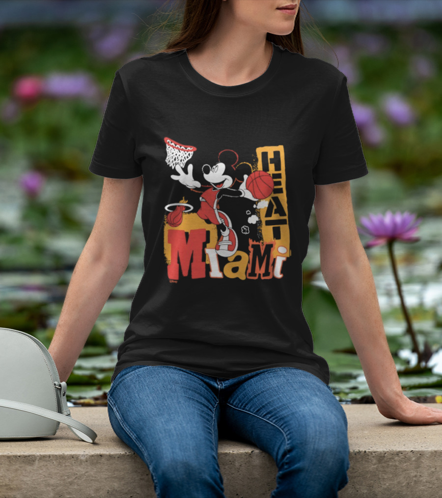 Mickey Mouse Miami Heat Basketball Collaboration T-Shirt