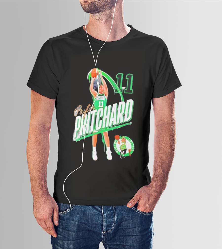 Boston Celtics Payton Pritchard 11 Basketball Player Action T-Shirt