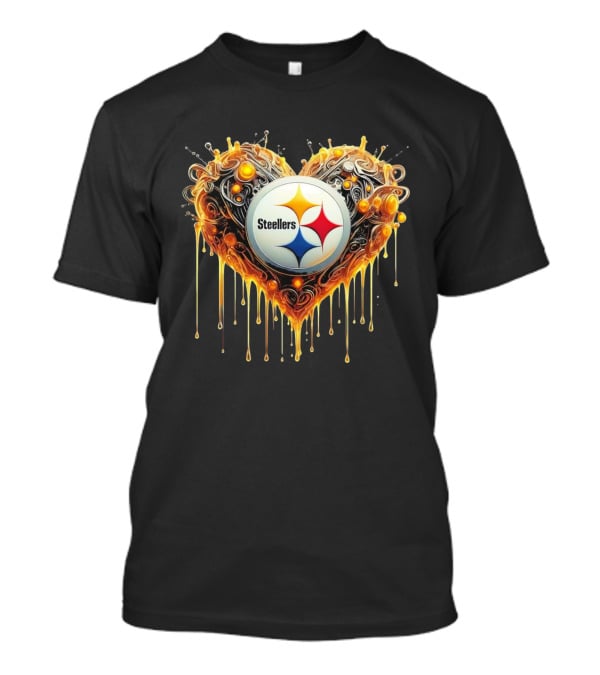 Pittsburgh Steelers NFL Heart Caramel Swirl Pattern T-Shirt
