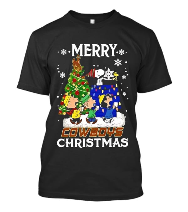 Merry Snoopy And Friends Cowboys Christmas Tree Celebration T-Shirt